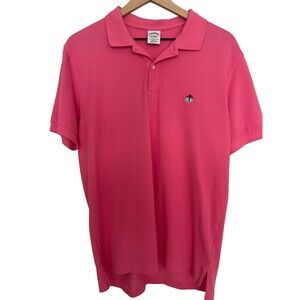 Brooks Brothers Men's L Pink Slim Fit Cotton Performance Polo Short Sleeve Golf